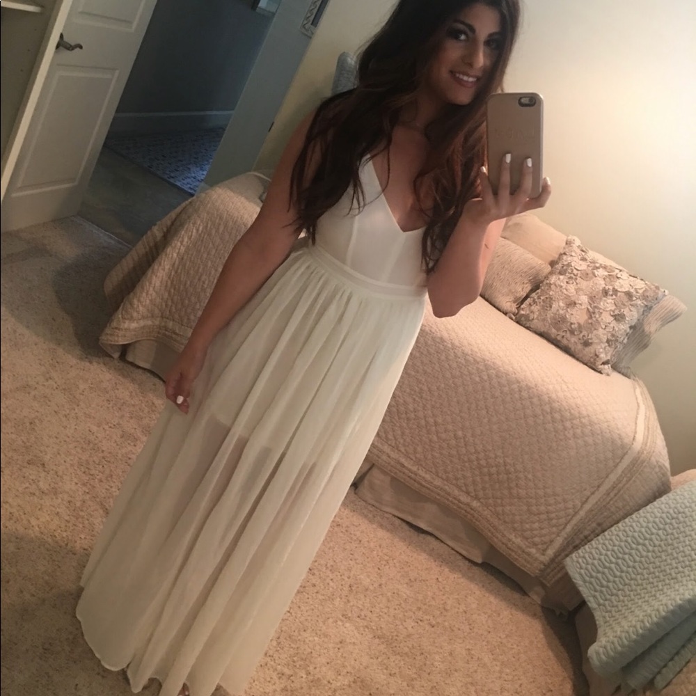 Ivory Low Back Maxi Dress with Lining